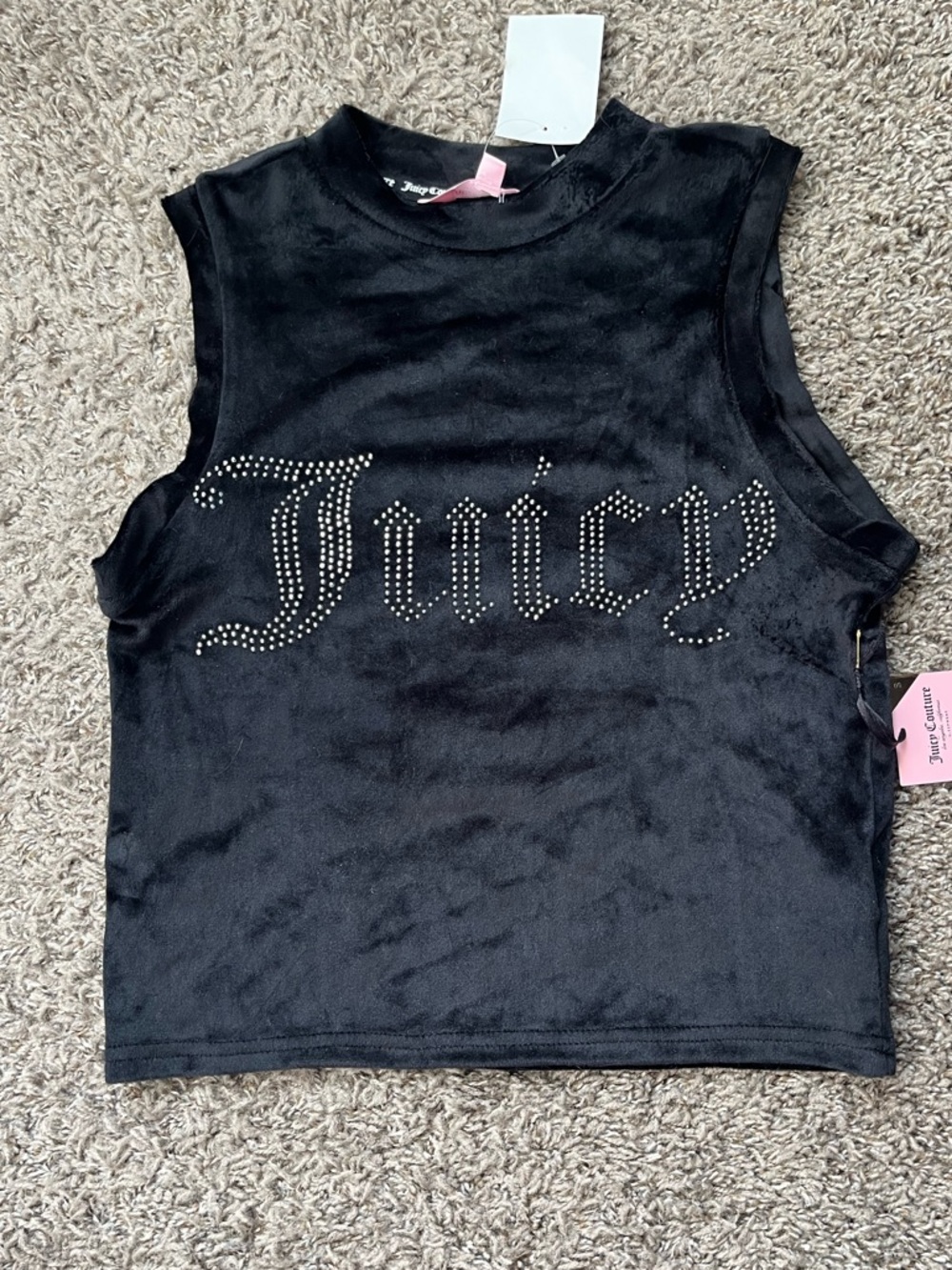Juicy Couture Black Velour Studded Logo Tank Top